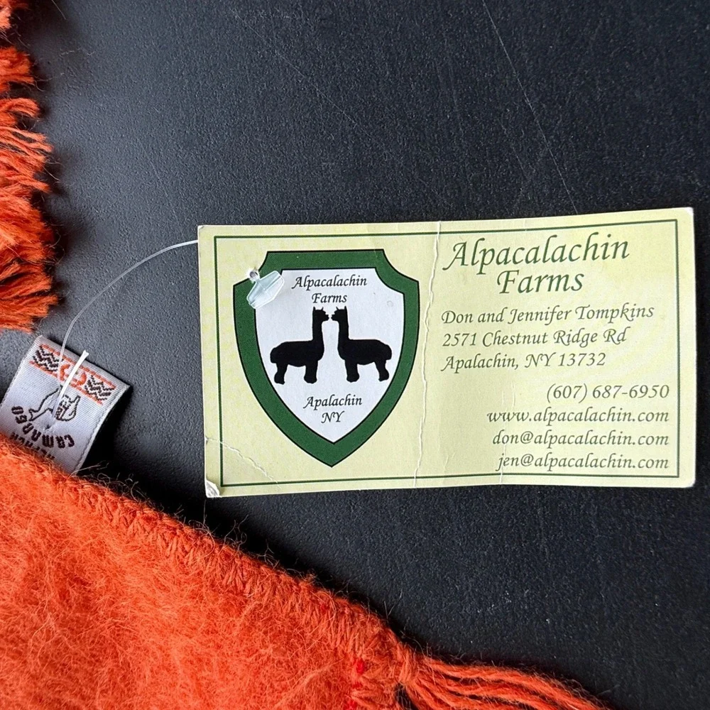 Alpaca Camargo Orange Fuzzy Alpaca Wool Scarf Made In Peru New With Tags